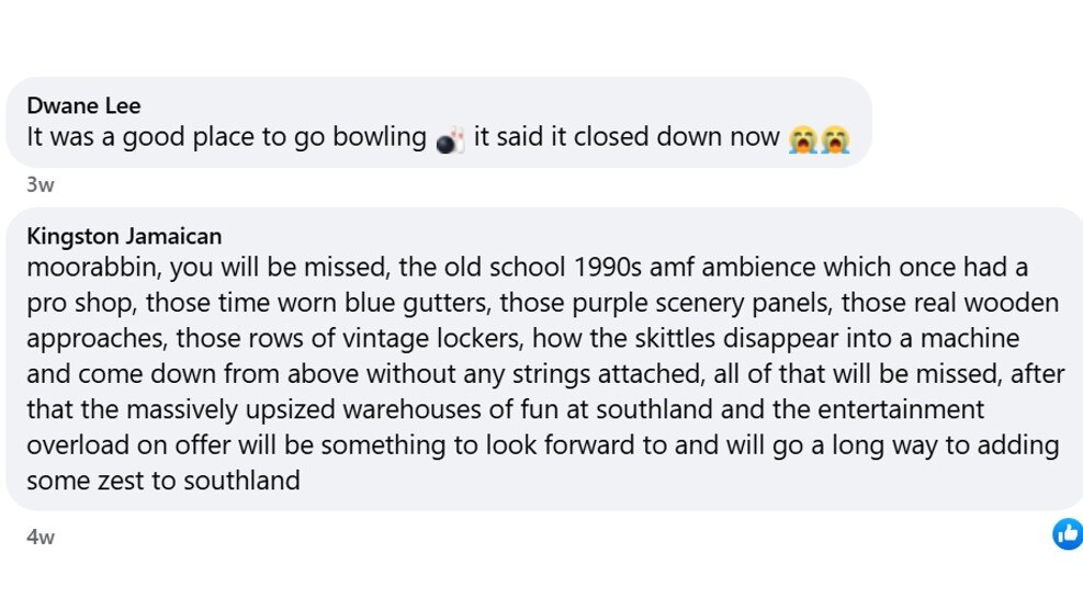 Moorabbin bowling alley social media post - for herald sun real estate