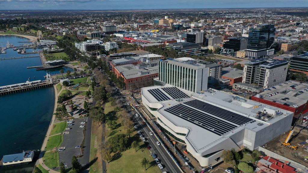 Drone shots of Nyaal Banyul Geelong Convention and Event Centre update