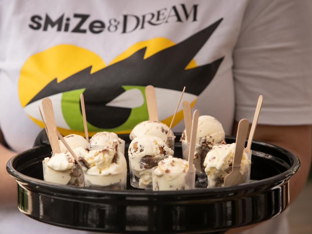 Tyra Banks at The Rocks, handing out icecream for the launch of her brand, Smize & Dream.