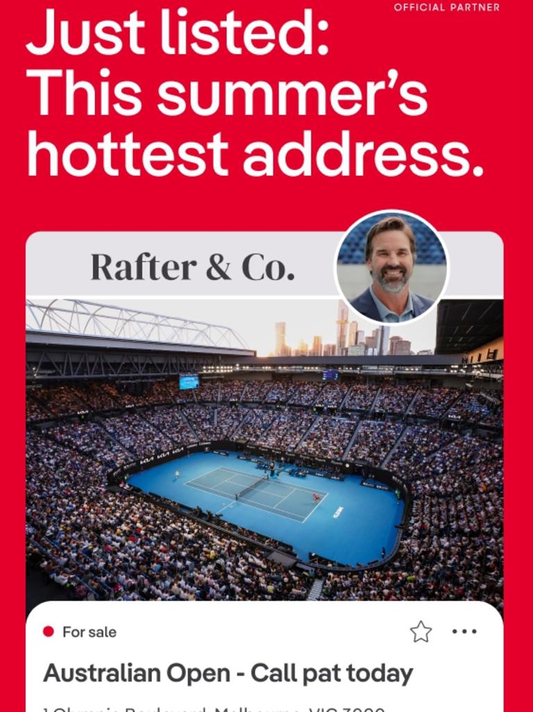Pat Rafter to sell the Australian Open (EMBARGO - January 16) - for herald sun real estate