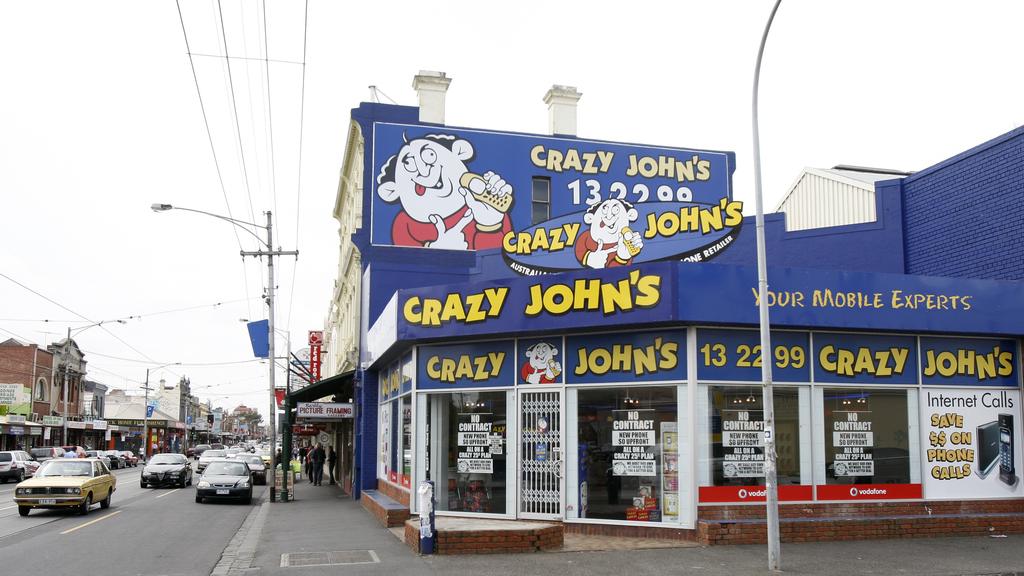 The first Crazy John store in Sydney rd Brunswick. John Ilhan founder of the Crazy John's mobile phone shops died while walking.