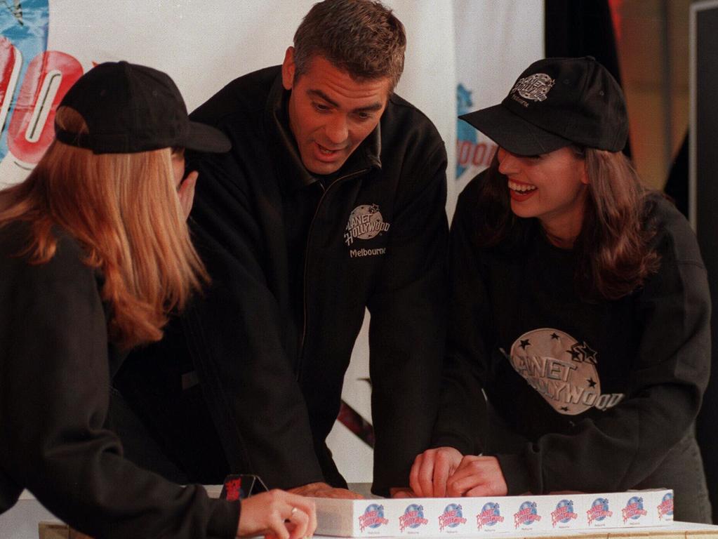 George Clooney, star of film 'Batman and Robin',  at Planet Hollywood in Melbourne.